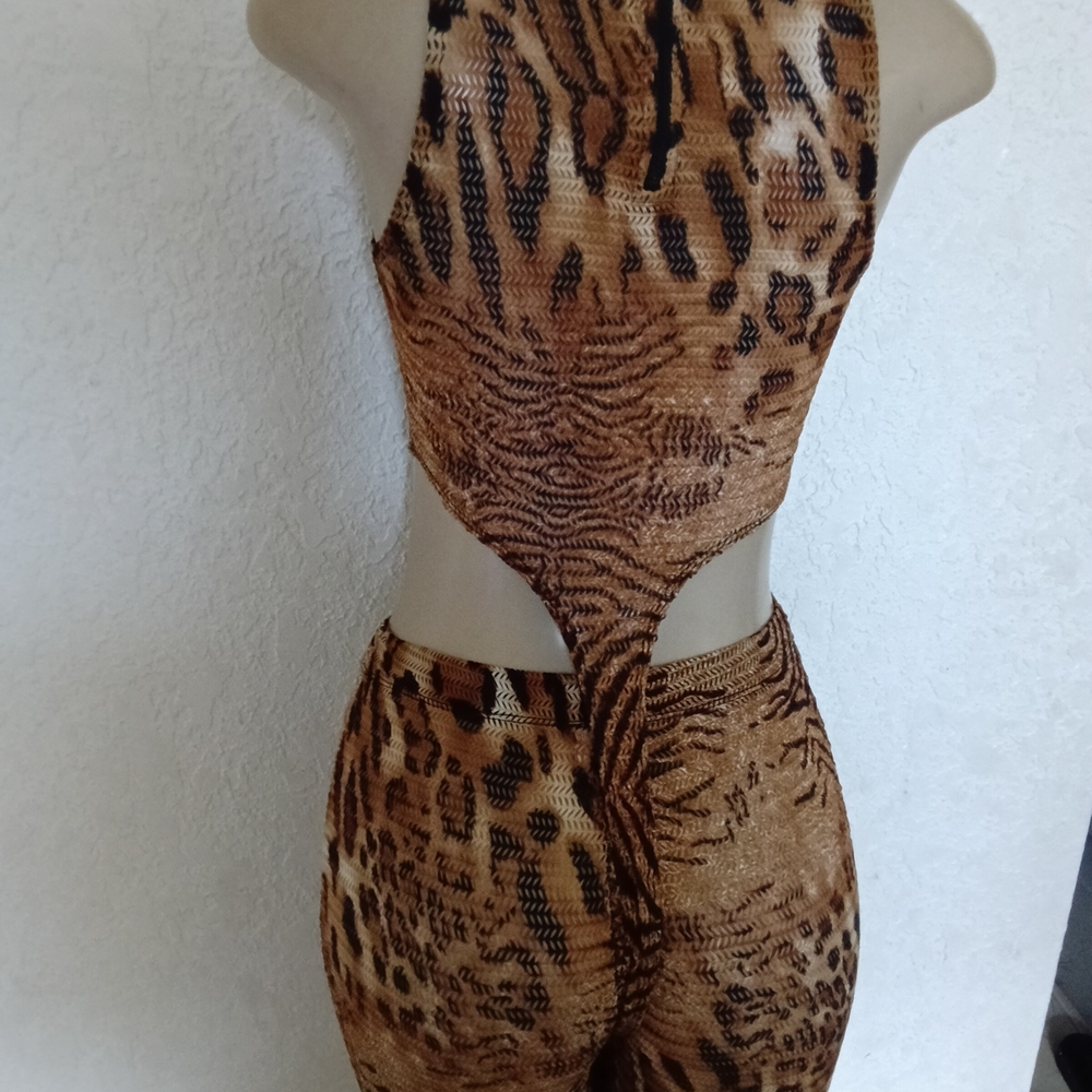 Animal Print Two-Piece Women's Set - Brown